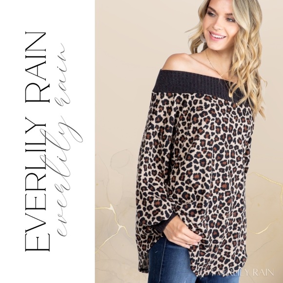Soft Off Shoulder Leopard Print Sweater - Picture 5 of 16